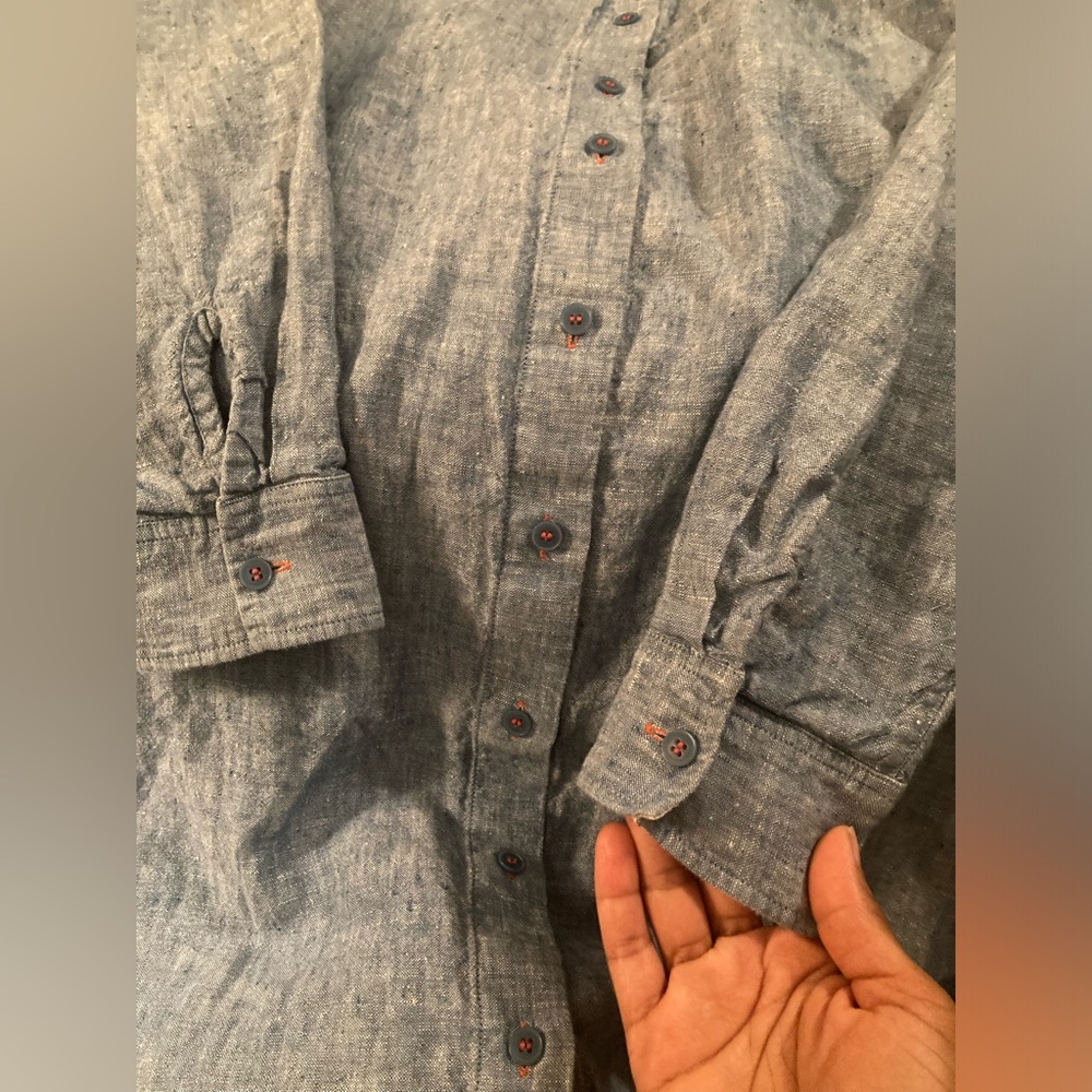 Soft Surroundings 100% Linen Lagenlook Long Sleeve Shirt Dress. Size Large. - Picture 6 of 14